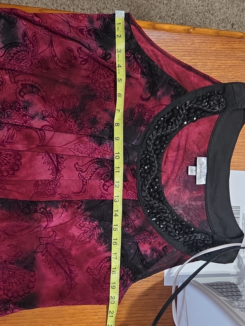 Dress Barn Burgundy and Black Beaded Scoop Neck Tank - Picture 9 of 9